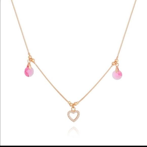 Necklace chocker Swarovski crystals and zirconia Rose gold plated Ipsy bag - Picture 1 of 12